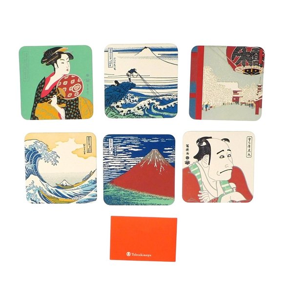 Set of 6 Ukiyo-e Coasters Pasteboard  Japanese Fine Art - Picture 1 of 10